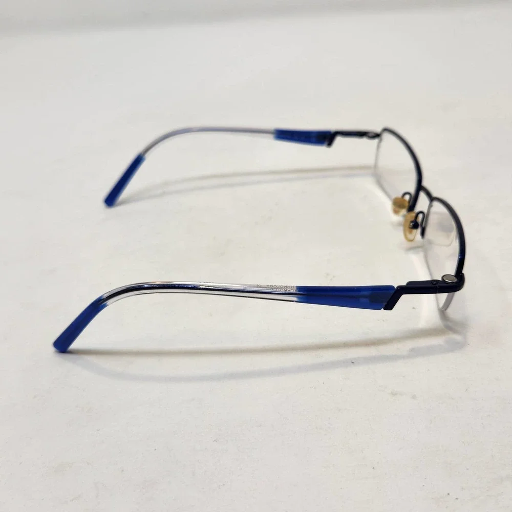 Takumi T9666 Womens Semi Frame Eyeglasses Glasses Blue Clear Rectangle